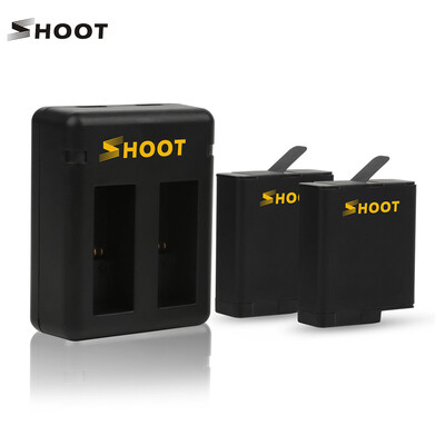 

SHOOT XTG374 Sports Action Camera Battery & Battery Charger Set with 2pcs 1220mAh Batteries 2-Slot Battery Charger for GoPro Her