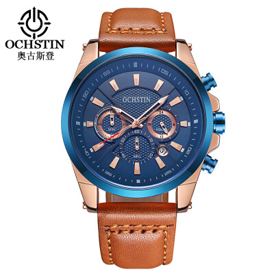 

Augustus OCHSTIN multi-function three-eye calendar multi-function leather mens watch mens watch