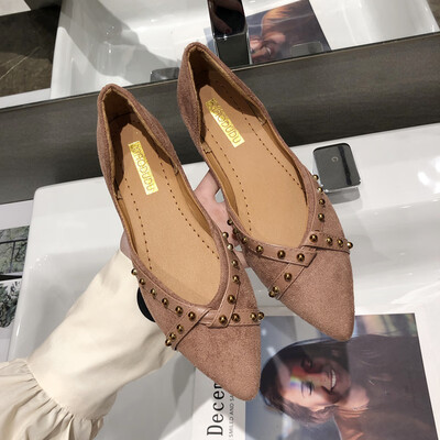 

The same fairy shoes tide Korean version of Joker pointed metal willow nail shallow flat sandals in summer