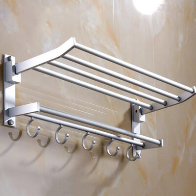 

Double Folding Active bathroom toilet shelf with Towel Rack&Hook