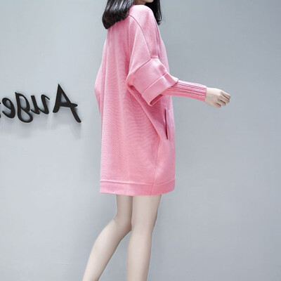 

Tailored Women Autumn Fashion O-Neck Fake Two-Piece Long Sleeve Pocket Pure Color Dress