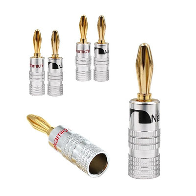 

24K Gold Banana Plugs Audio Jack Connectors Dual Screw Lock Jack Speaker Banana Connectors for Speaker Wire Wall Plate 16 Pairs 3