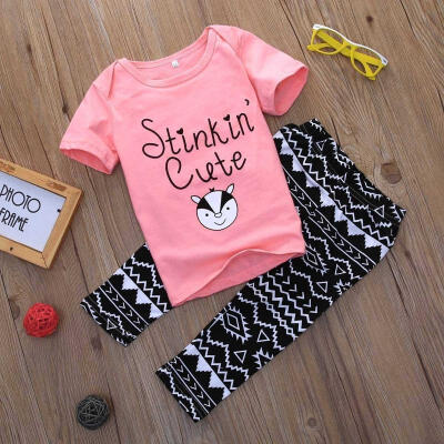 

2pcs Newborn Infant Baby Kids Girls T-shirt TopsLong Pants Outfit Clothes Set