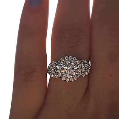 

Exquisite Women Cut Round White Sapphire Diamond Ring Fashion Bridal Party Engagement Wedding Ring Size 6-10