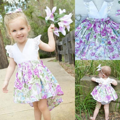 

Fashion Kids Newborn Baby Girls Clothes Floral Romper Dress JumpsuitBowknot Headband