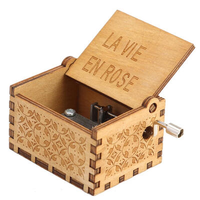 

Ancient Wood Music Box Vintage Hand Cranked Musical Case Antique Ornament