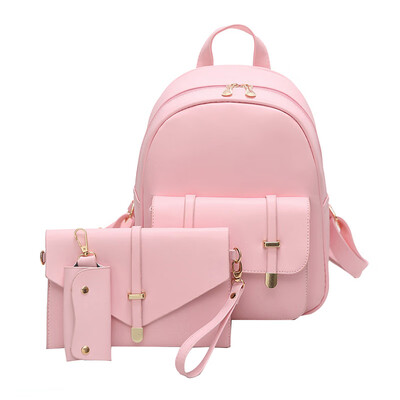 

3pcs Women PU Leather Backpack School Bag Shoulder Bag Card Holder Purse
