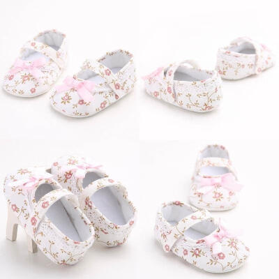 

Cute Baby Girls Princess Shoes White Crib Shoes Warm Soft Sole Anti-slip Shoes NEW