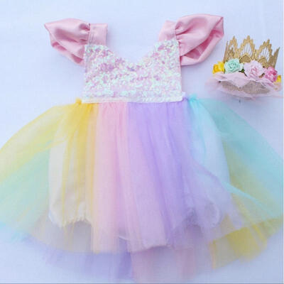 

Lovely Newborn Infant Baby Girls Party Bodysuit Tulle Tutu Romper Dress Outfit