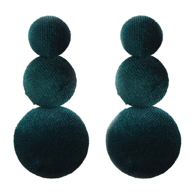 

Women Earrings Boho Round Button Long Ball Pom Pom Dangle Drop Earrings