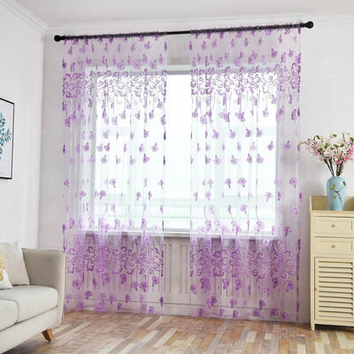 

Curtain French Window Pastoral Style Flowers Printed Gauze Curtains For The Living Room Panels Bedroom Kitchen Home Decoration