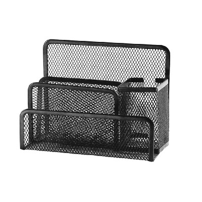 

Metal Mesh Desk Mail File Organizer Practical Letter Sorter Document Filing Storage with Pen Pencil Holder for Home Office Desktop