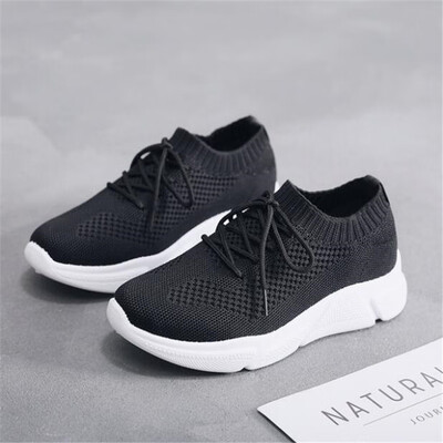 

New 2019 DIWEINI Women Spring Sneakers Knitting Sock Female Vulcanized Shoes Casual Slip On Flat Shoe Mesh Soft Walking Footwear