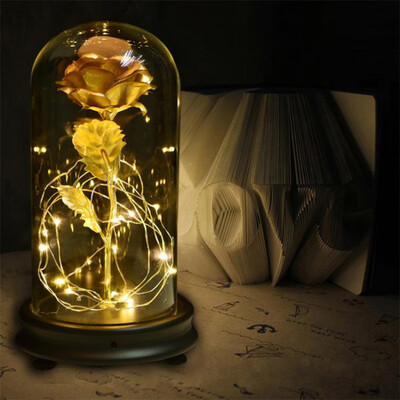 

24K Gold Plated Golden Wedding Decoration Flower Valentines Day Gift Lovers Rose Artificial Rose Eternal Dried Flower