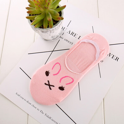 

1 Pair Spring And Summer Thin Cotton Ladies Cartoon Bunny Cotton Shallow Mouth Invisible Sock