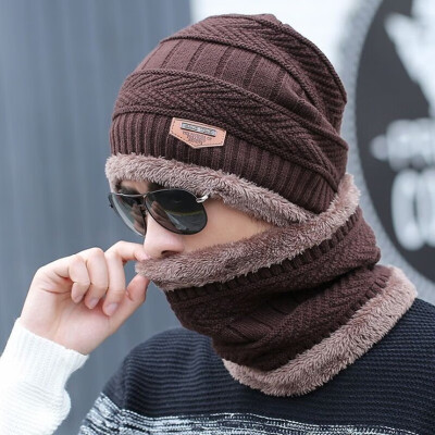 

Woollen hat for men winter fleece thickened wool knitted warm top hat for cycling windproof bib cap