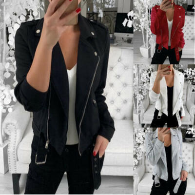

Autumn Women Punk Bomber Jacket Classic Zipper Biker Vintage Coat Clothes Plus