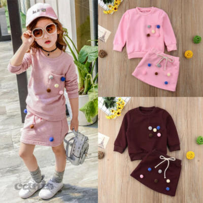 

Fashion Toddler Baby Girls Sweatshirt HoodieSkirts 2PCS Outfits Spring Clothes