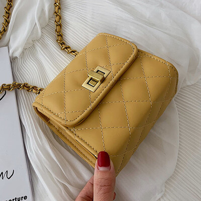 

Summer mini Korean Lingge chain bag 2019 new lock small square bag shoulder bag messenger bag
