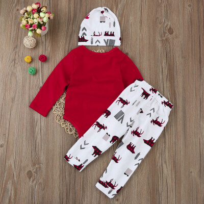 

Newborn Infant Baby Boy Letter RomperPantsHat 3Pcs Outfits Clothes Set