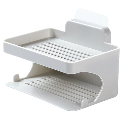 

Siaonvr Double Deck Soap Rack Bathroom Trace Free Viscose Soap Drip Rack No Perforation
