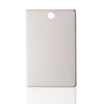 

304 Stainless Steel Pendants Blank Stamping Tag Rectangle Stainless Steel Color 30x20x1mm Hole 2mm