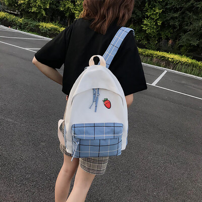 

Tailored Women Plaid Casual Backpack Fashion Wild Large Capacity Canvas Bag