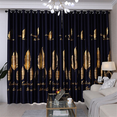 

Punch Home Window Decorative High-shading Printing Leaves Curtain Starlight Deer Curtain for Living Room Window 100250cm