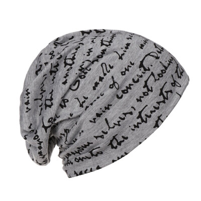 

Womens Letter Print Cotton Stretchy Beanie Hat Turban Head Wrap Chemo Street Cap