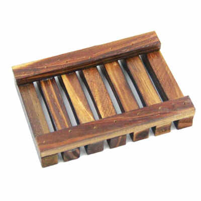 

Wood Soap Dish Holder Bath Shower Plate Box Wooden Home Wash Bathroom Soap Hollow Out Sponge Tray