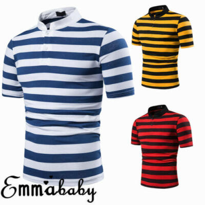 

Men Striped Short Sleeves Casual Popular Stripe Cotton Short Sleeve T-Shirt