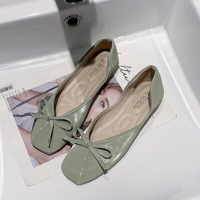 

Butterfly-knotted single shoe summer flat sole shallow mouth water drilling bean shoe fairy wind soft sole skid-proof pregnant
