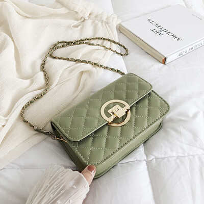 

Textured small square package Korean version of the wild embroidery thread round lock small bag 2019 on the new female bag tide chain shoulder Messenger bag