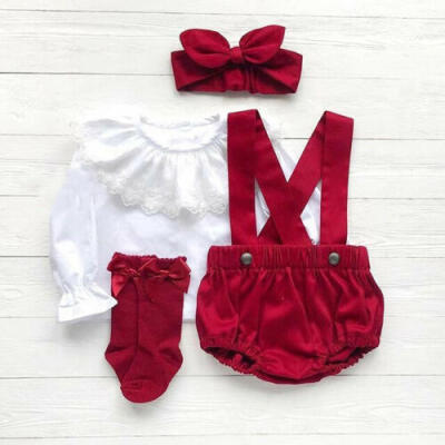 

UK Toddler Baby Girls Lace Top T-shirtTrousers Pants Kids Casual Clothes Outfit