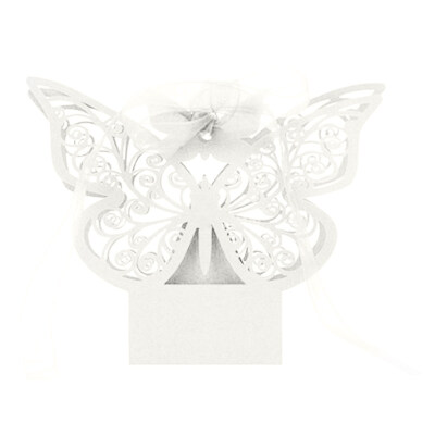 

20Pcs Elegant Ribbons Hollow Butterfly Candy Boxes Birthday Wedding Favor Gift