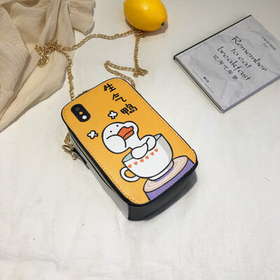 

2019 new casual wild chain shoulder bag fashion cartoon cute duckling girl slung mobile phone bag