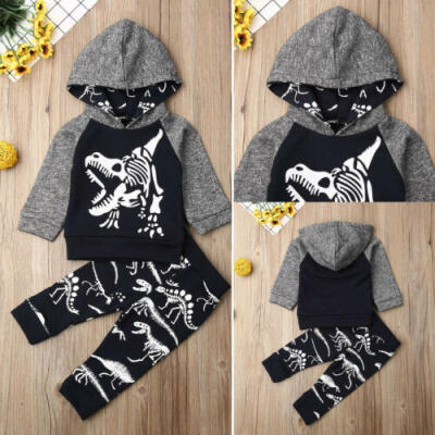 

UK Toddler Baby Boy Deer Hoodie Cotton Tops Long Pants Clothes 2Pcs Outfits Set