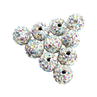 

100PcsLot 10mm Disco Acryl Bead mixed Gradient Change Colorful Crystal Shamballa Beads