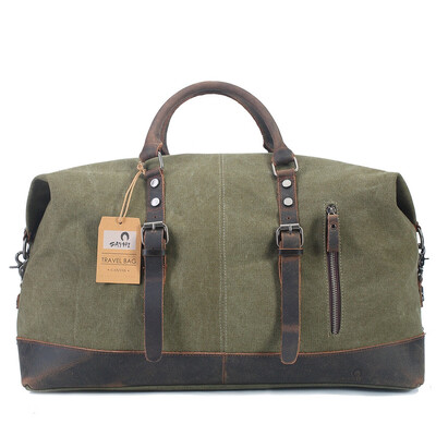 

Tailored Oversized Canvas Leather Trim Travel handbag