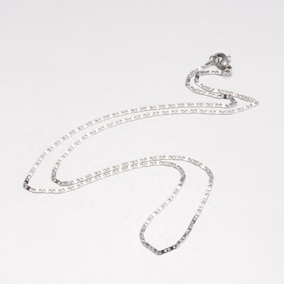 

304 Stainless Steel Necklace Makings Mariner Link Chain with Lobster Claw Clasps Stainless Steel Color 1969"500mm 17mm