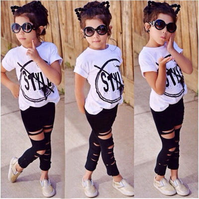 

Boutique Toddler Kids Girls Style T-shirt Tops Pants Leggings Outfits Set Clothes 2-7Y