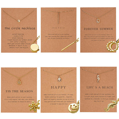 

Circle Necklace for Women Short Chain Heart Happy Smile Snowflake Pendant Necklace Gift Ethnic Bohemian Choker Necklace