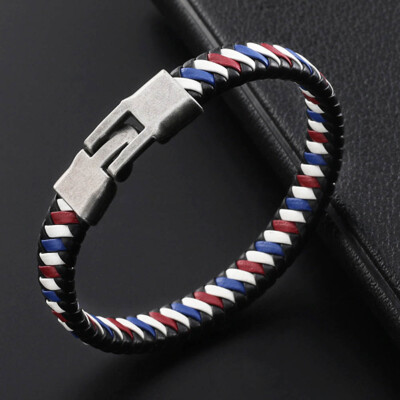 

New Fashion Punk Braided Leather Buckle Bracelets For Men Charm Wrap Bangle Bracelet Fashion Men Jewelry