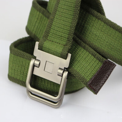 

New Double ring buckle Unisex belt fashion Men&Women outdoor canvas stripe belt casual simple youth students cowboy belt
