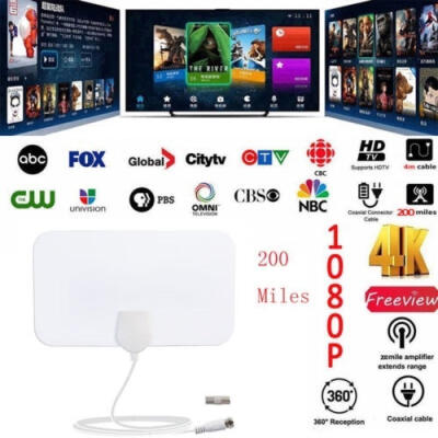 

European And American HDTV Indoor TV Antenna Digital HD 200 Mile Range Skywire TV Indoor 1080P 4K 16ft Coax Cable Antenna TV