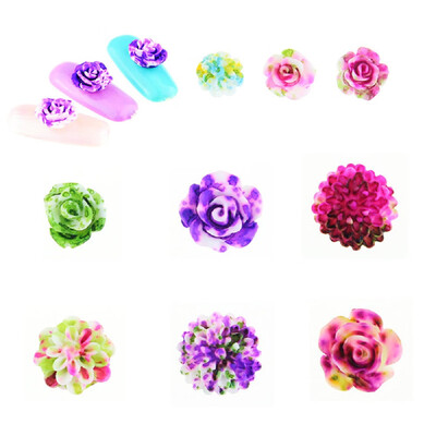 

Toponeto 3D Rose Flower Nail Art Charm Beads Colorful Resin Nail Tips Manicure Wheel