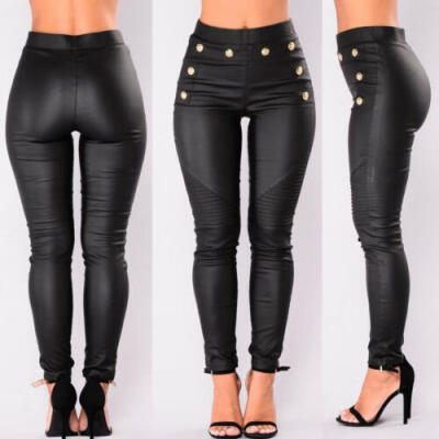 

Fashion Womens Skinny Faux Leather Stretch Tight Trousers Pencil Pants Leggings