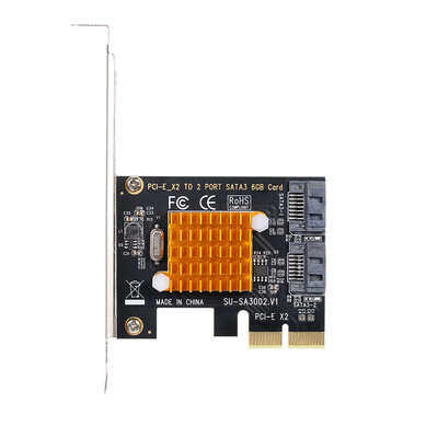 

PCI-E X2 to 2 Port SATA3 6Gbps Card Express Card SSD Tiering Controller Adapter with Driver CD for Big&Small PC Case