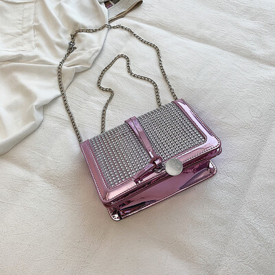 

2019 Summer Fashion New Flip Small Square bag Quality PU Leather Womens Designer Handbag Diamond Chain Shoulder Messenger Bag