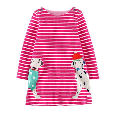 

Toomine Girls Dress Long Sleeve Winter New Girls Casual Pencil Striped Dresses Embroidery Cute Children Baby Girls Dresses Kids